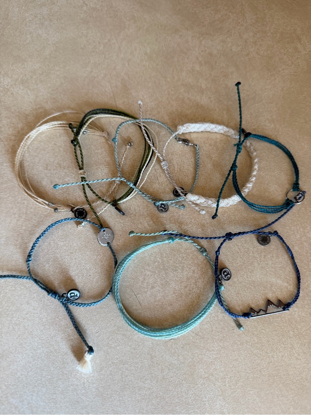 Pura Vida Braided & Cord Bracelet Set in Teal, Blue, Green, White